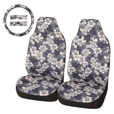 X AUTOHAUX Bohemia Style Front Seat Cover W/Steering Wheel Cover Seat Belt Covers Set for Car 